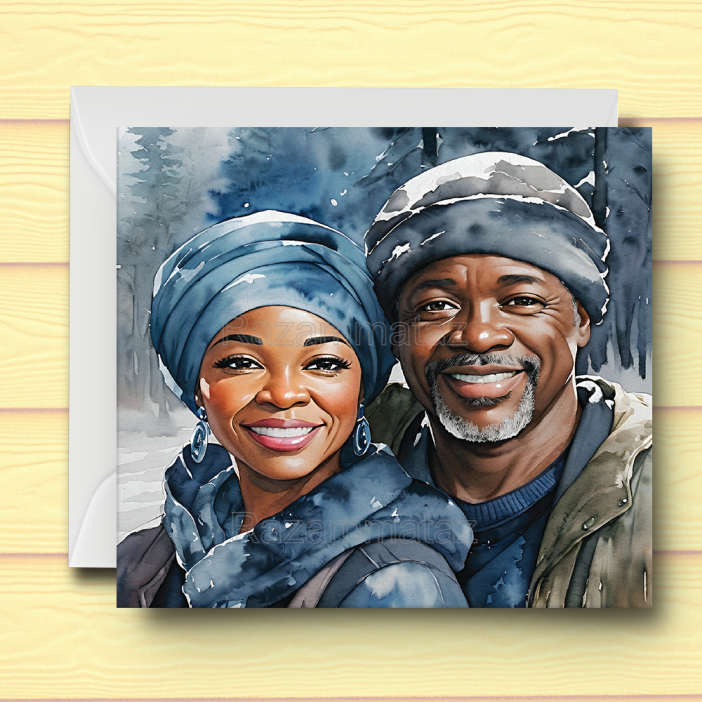 Black Couple E Christmas Card